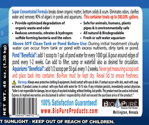 Bio-Pure Pond & Aquarium BENEFICIAL 48 oz. treats up to 380,000. gallons