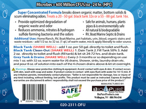 Bio-Pure RV Black Tank/Septic, Drain Restore & Maintain CONCENTRATE 32 oz. - 32 Septic Tank Treatments