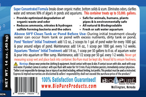 Bio-Pure Pond & Aquarium RESTORE 14 oz. treats up to 55,000. gallons