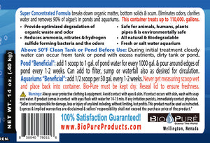 Bio-Pure Pond & Aquarium BENEFICIAL 14 oz. treats up to 110,000. gallons