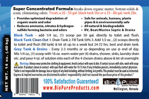 Bio-Pure RV Black Tank/Septic, Drain Restore & Maintain CONCENTRATE 14 oz. - 56 Septic Tank Treatments