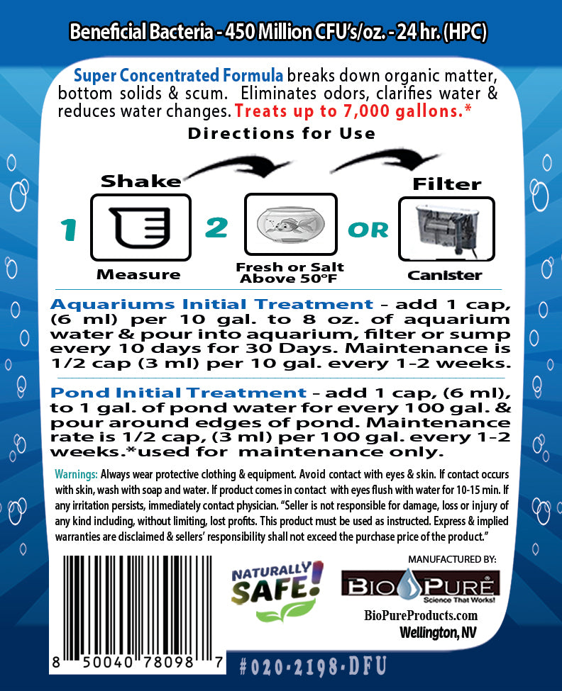Bio-Pure Pond & Aquarium BENEFICIAL 8 oz. treats up to 7,000. gallons