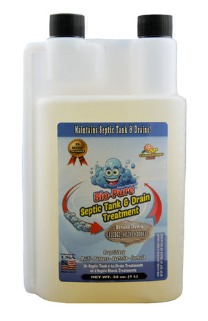 Bottle of Bio-Pure Septic Tank & Drain Treatment 