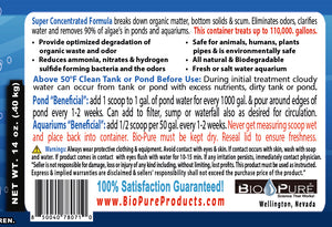 Bio-Pure Pond & Aquarium BENEFICIAL 14 oz. treats up to 110,000. gallons