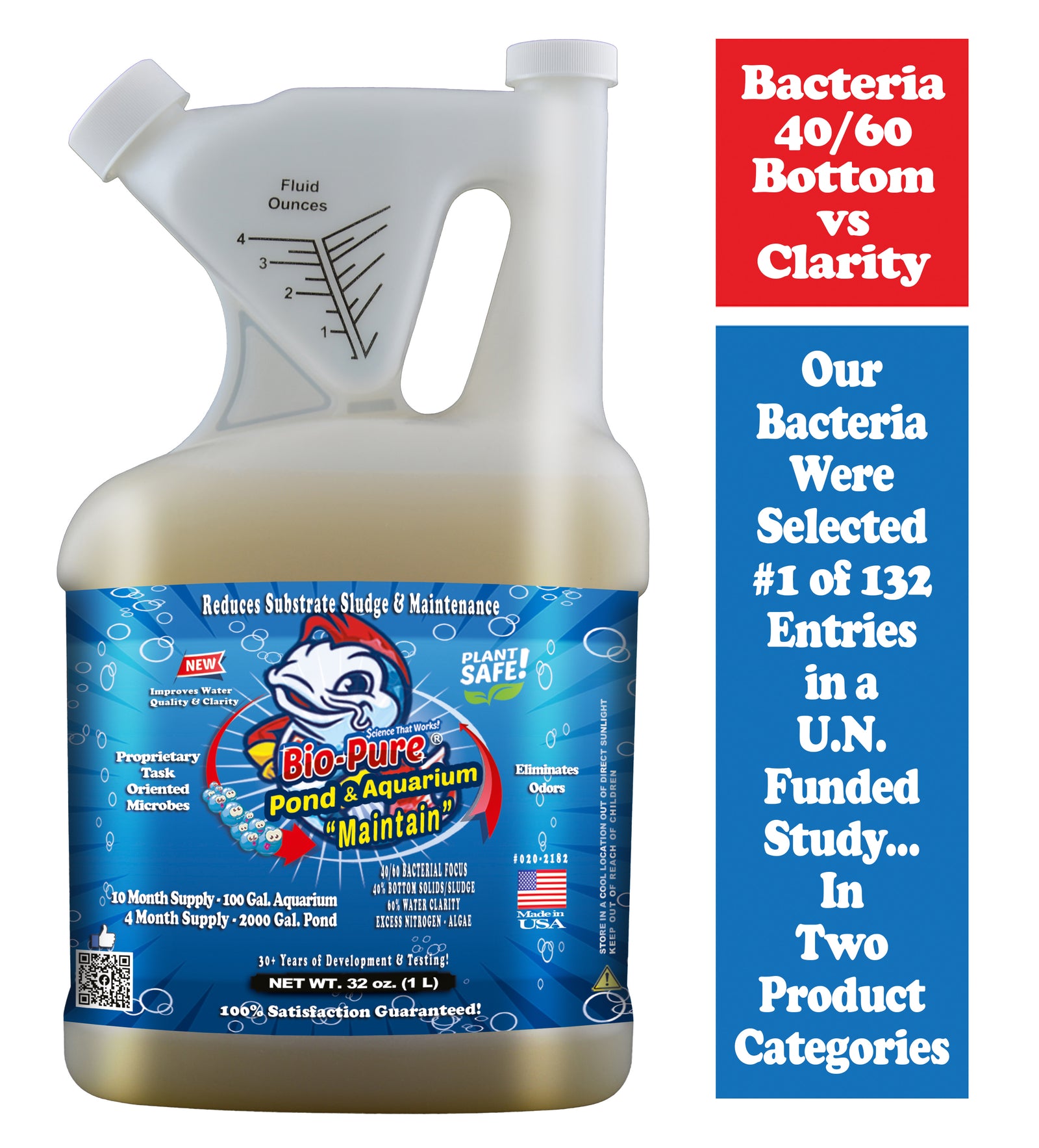 Bio-Pure Pond & Aquarium MAINTAIN 32 oz. treats up to 28,000. gallons