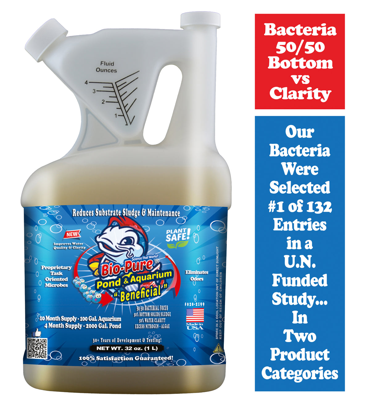 Bio-Pure Pond & Aquarium BENEFICIAL 32 oz. treats up to 28,000. gallons