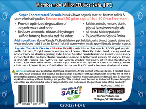 Bio-Pure Septic & Drain + RV Restore & Maintain CONCENTRATE 32 oz. - 15 Month Supply