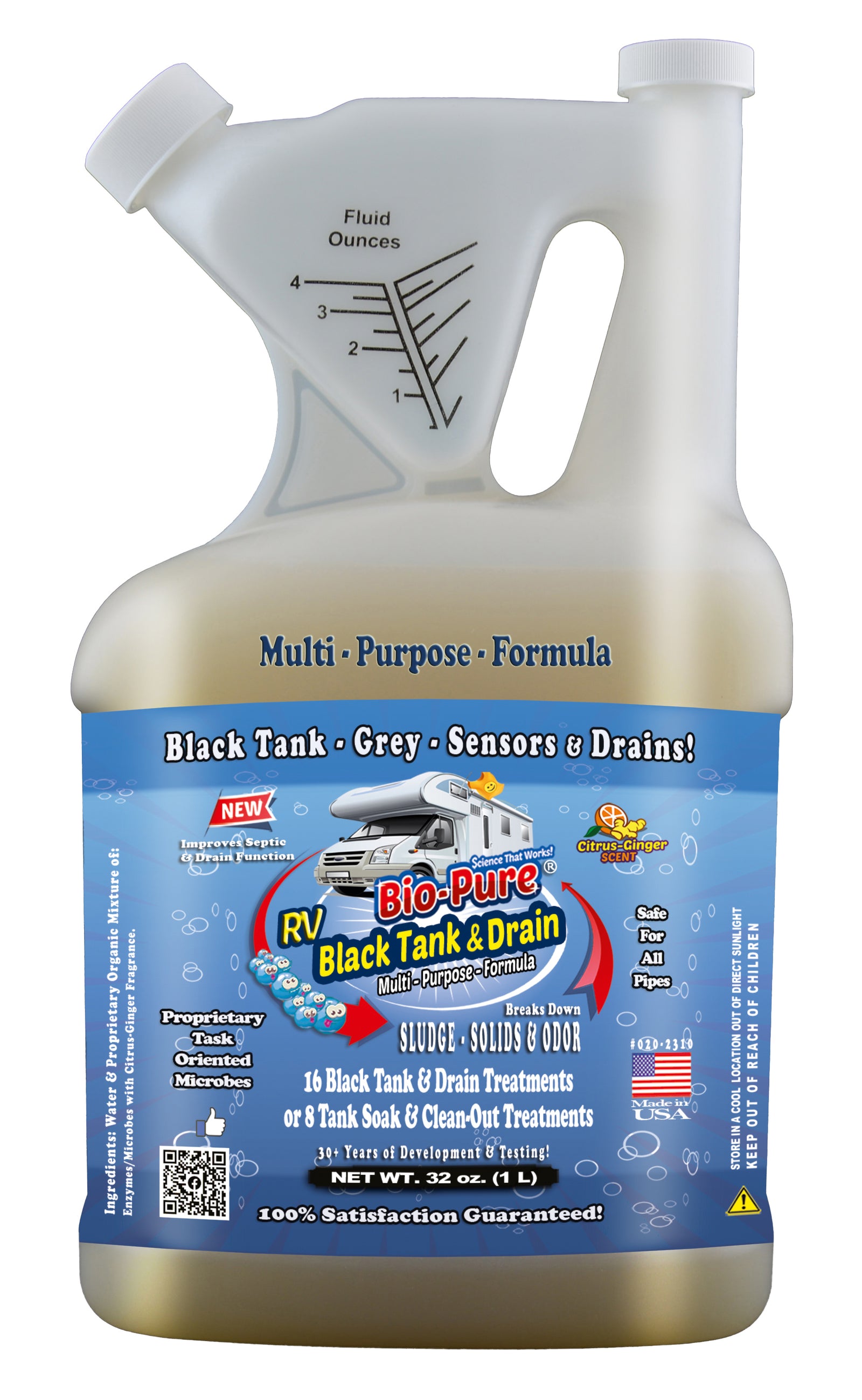 Bio-Pure RV Black Tank/Septic, Drain Restore & Maintain 32 oz. - CASE OF 6