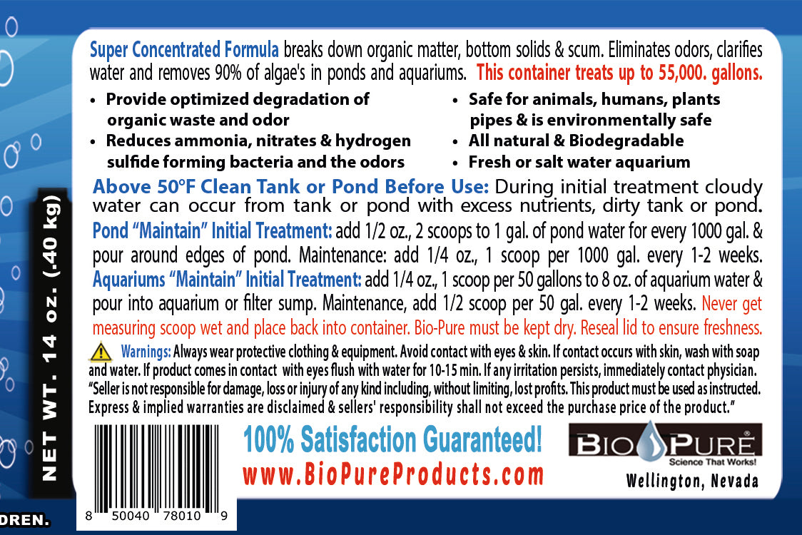 Bio-Pure Pond & Aquarium MAINTAIN 14 oz. treats up to 55,000. gallons