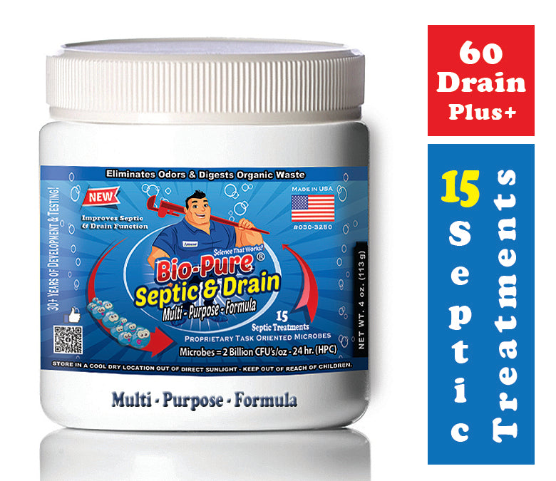 Bio-Pure Septic & Drain + RV Restore & Maintain CONCENTRATE 4 oz. - 15 Month Supply