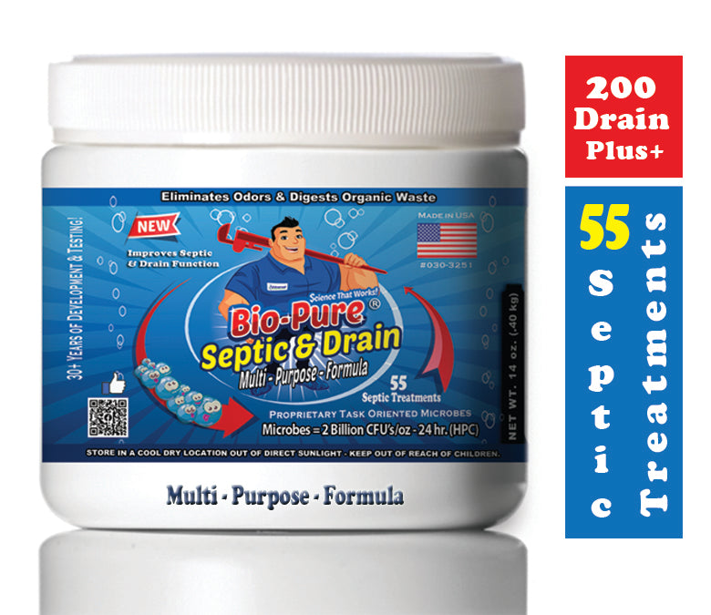 Bio-Pure Septic & Drain + RV Restore & Maintain CONCENTRATE 14 oz. - 55 Septic Tank Treatments