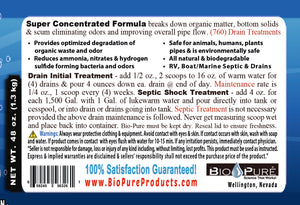 Septic & Drain Concentrate 48 oz. Directions of Use | Septic Tank Maintenance | Septic System Treatment | Black Tank Treatment | Drain Maintain | Bio-Pure