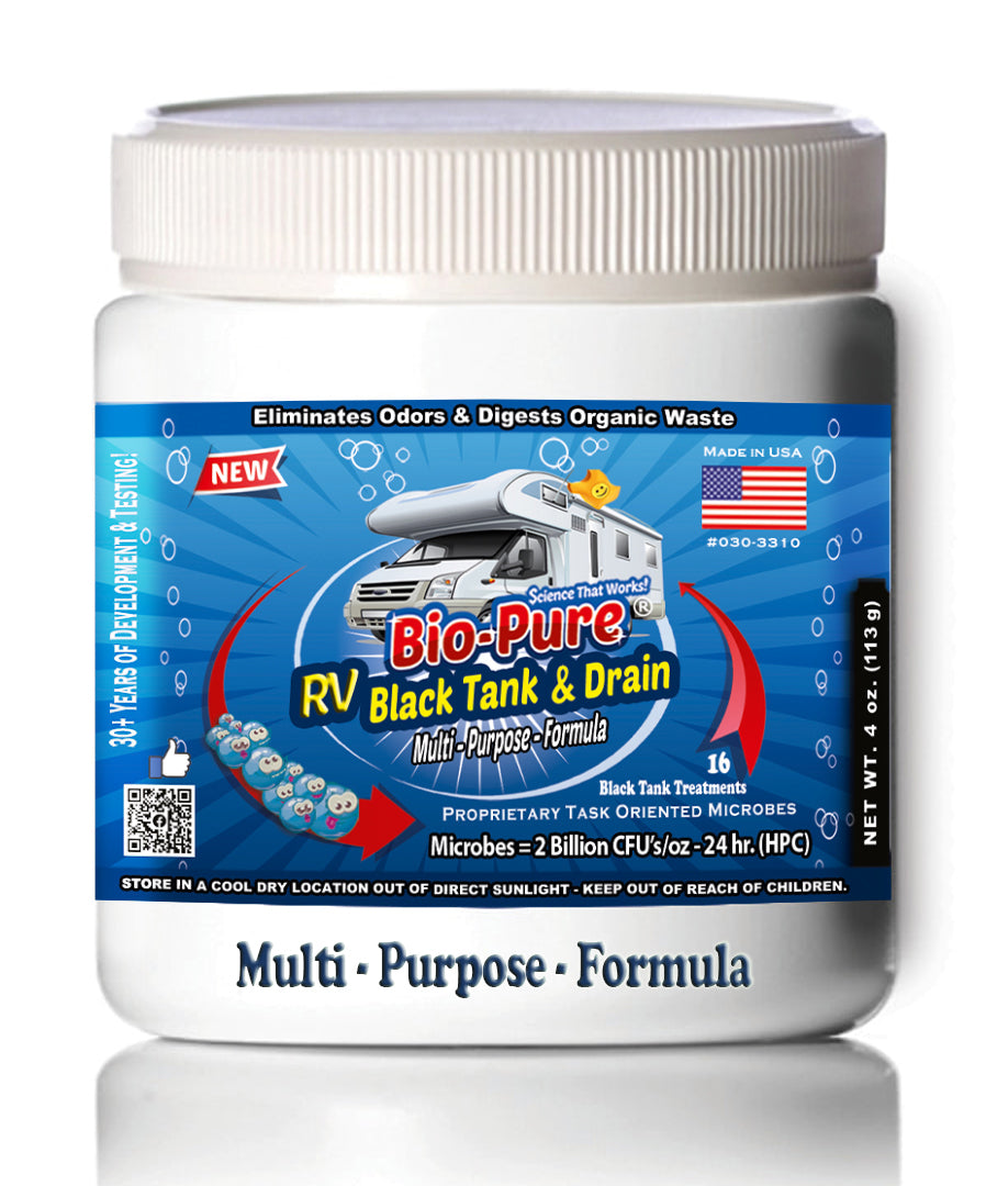 Bio-Pure RV Black Tank/Septic, Drain Restore & Maintain CONCENTRATE 4 oz. - CASE OF 12