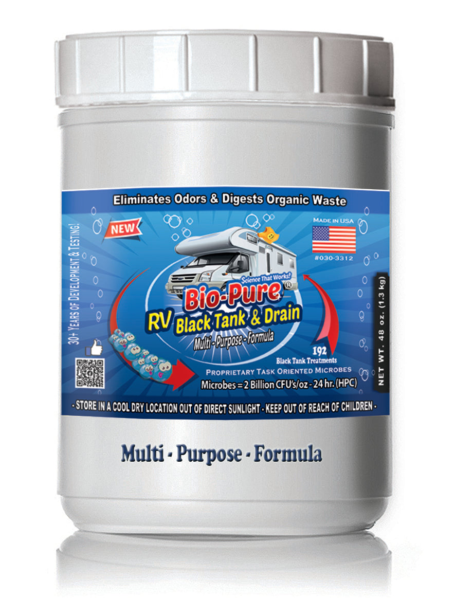 Bio-Pure RV Black Tank/Septic, Drain Restore & Maintain CONCENTRATE 48 oz. - 192 Septic Tank Treatments